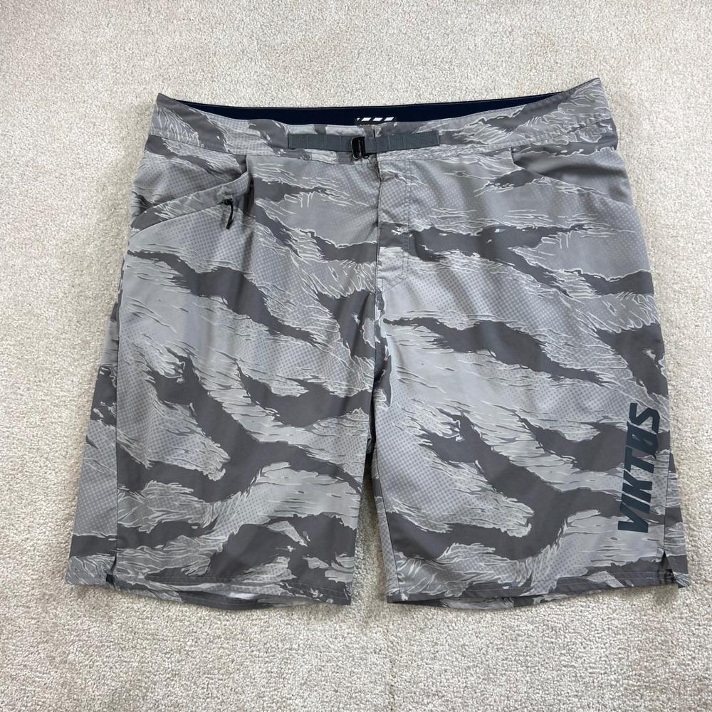 Viktos Gymswym 2 Training Shorts Mens 40 Grey Tiger Stripe Camo Tactical Sport
